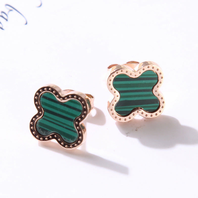 Wholesale Four-leaf Clover Titanium Steel Earrings ACCVIP-ES-KuCai001