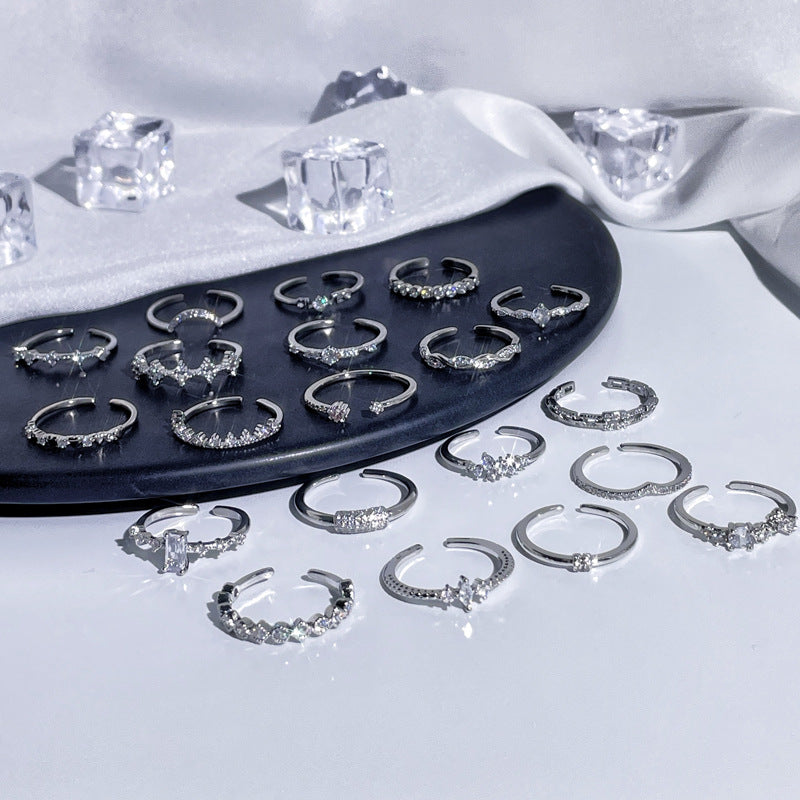 Wholesale  personality simple thin ring zircon open ring