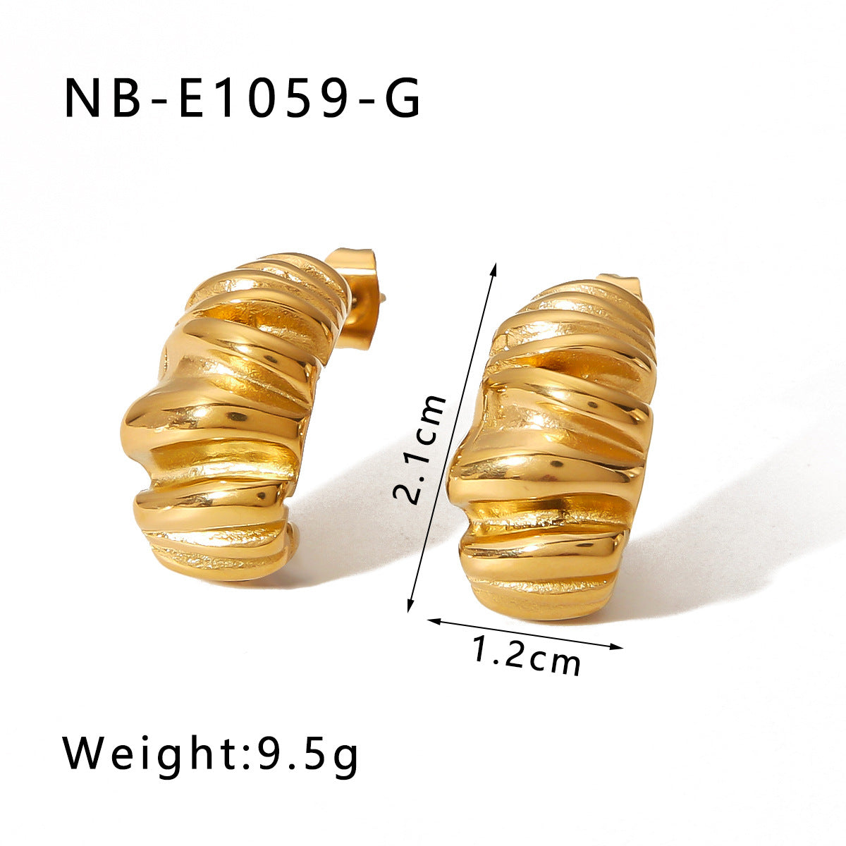 Boucles d'oreilles creuses en forme de C en gros de 18 km boucles d'oreilles géométriques rétro