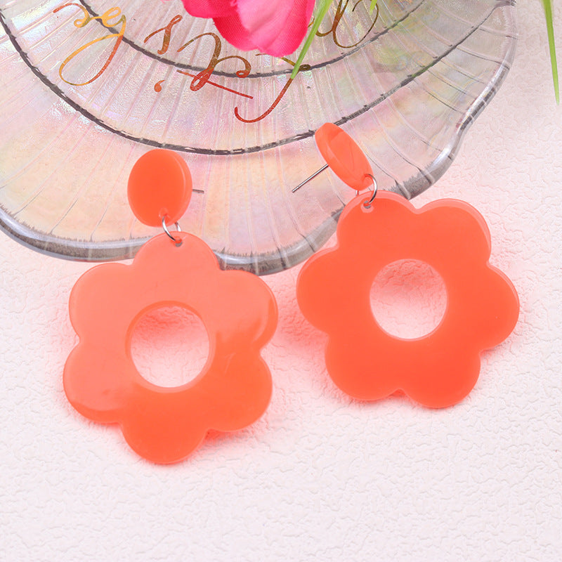 Wholesale Flower Hollow Earrings Earrings Acrylic  Simple Style Sweet and Fresh Earrings