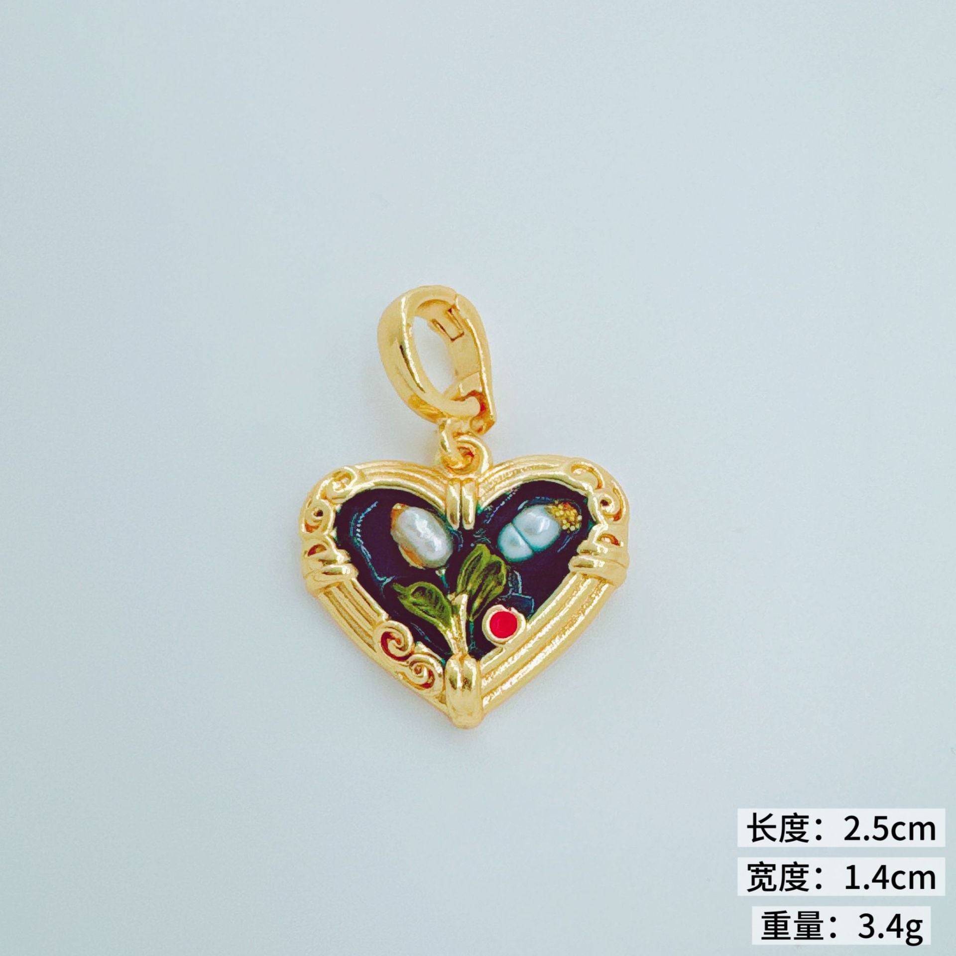 Wholesale Vintage Heart Pendant Natural Pearl Gold-Plated Copper Jewelry Accessory for Resale