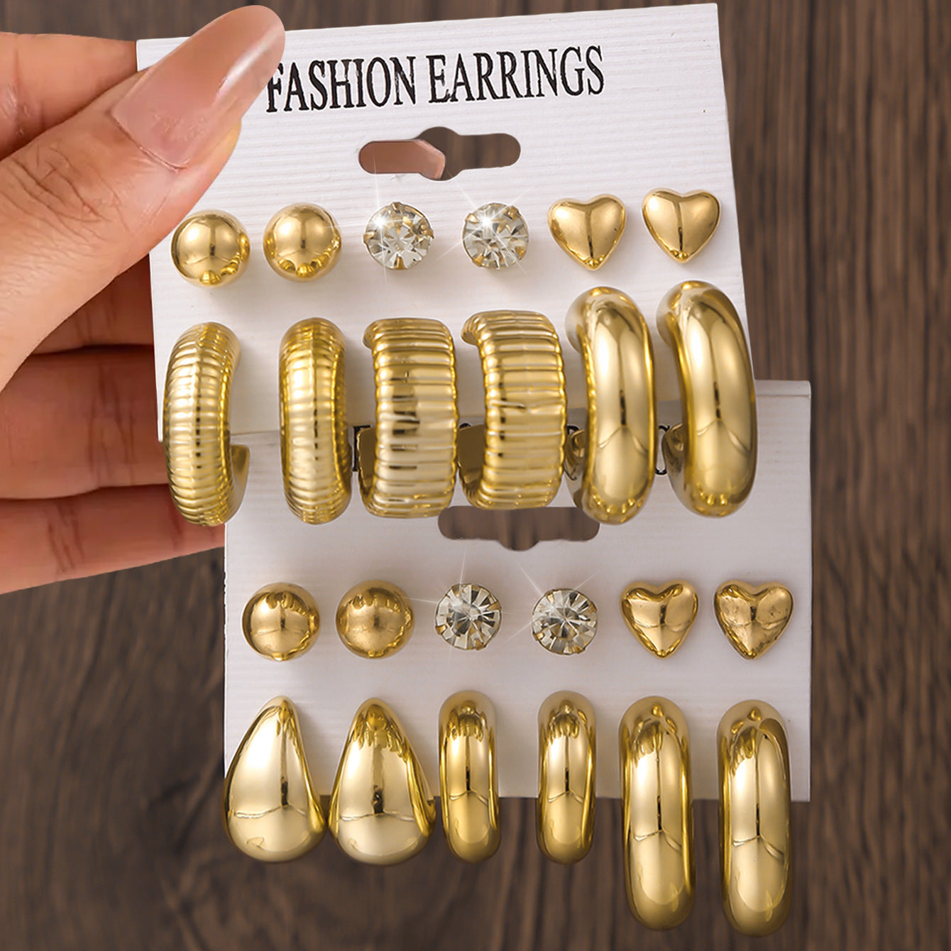Wholesale 12Pcs Water Drop Earring Set With Studs Gold Plated Resin Fashion Jewelry Accessory For Women Gift And Boutique Resale