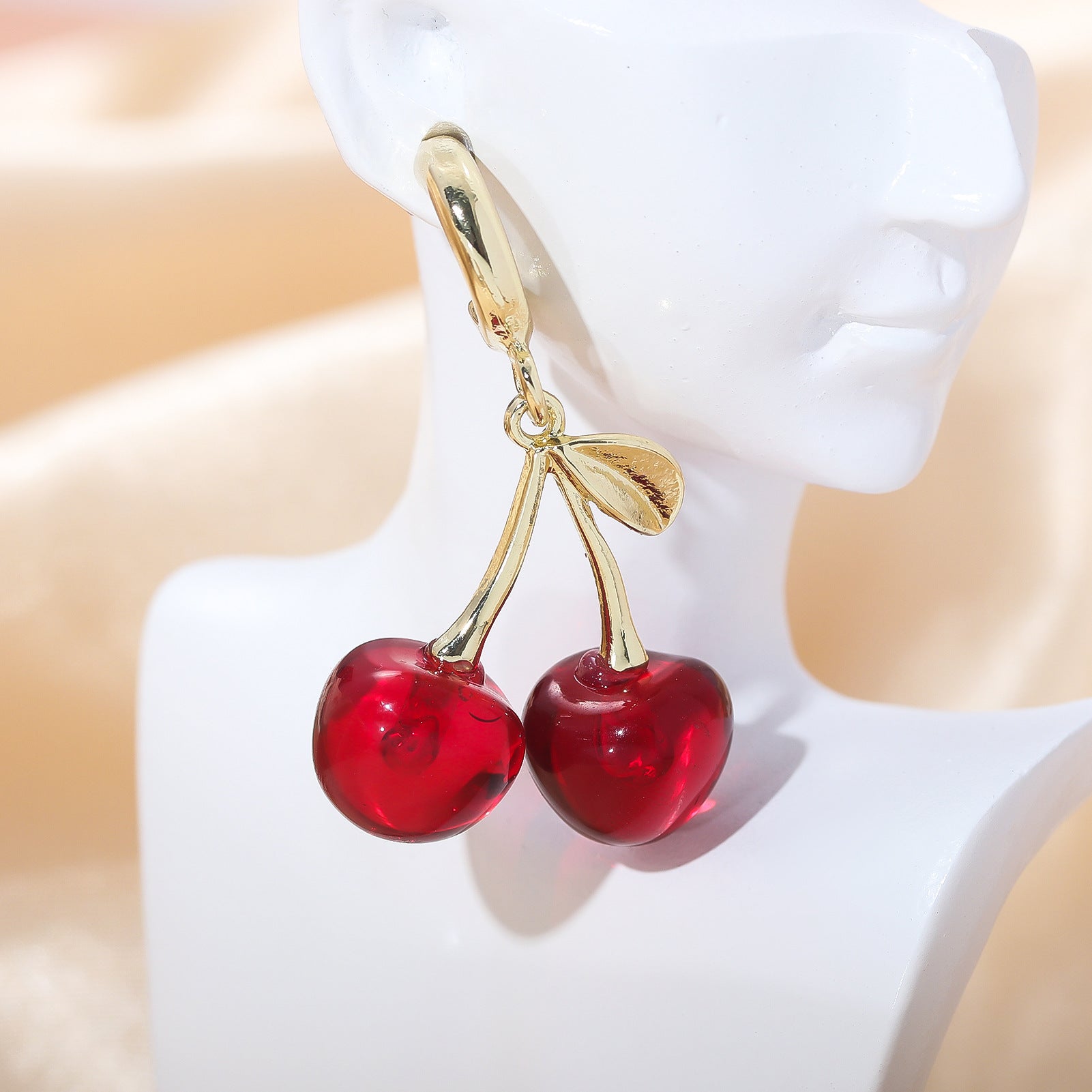 Wholesale Red Cherry Niche Design Light Luxury Earrings