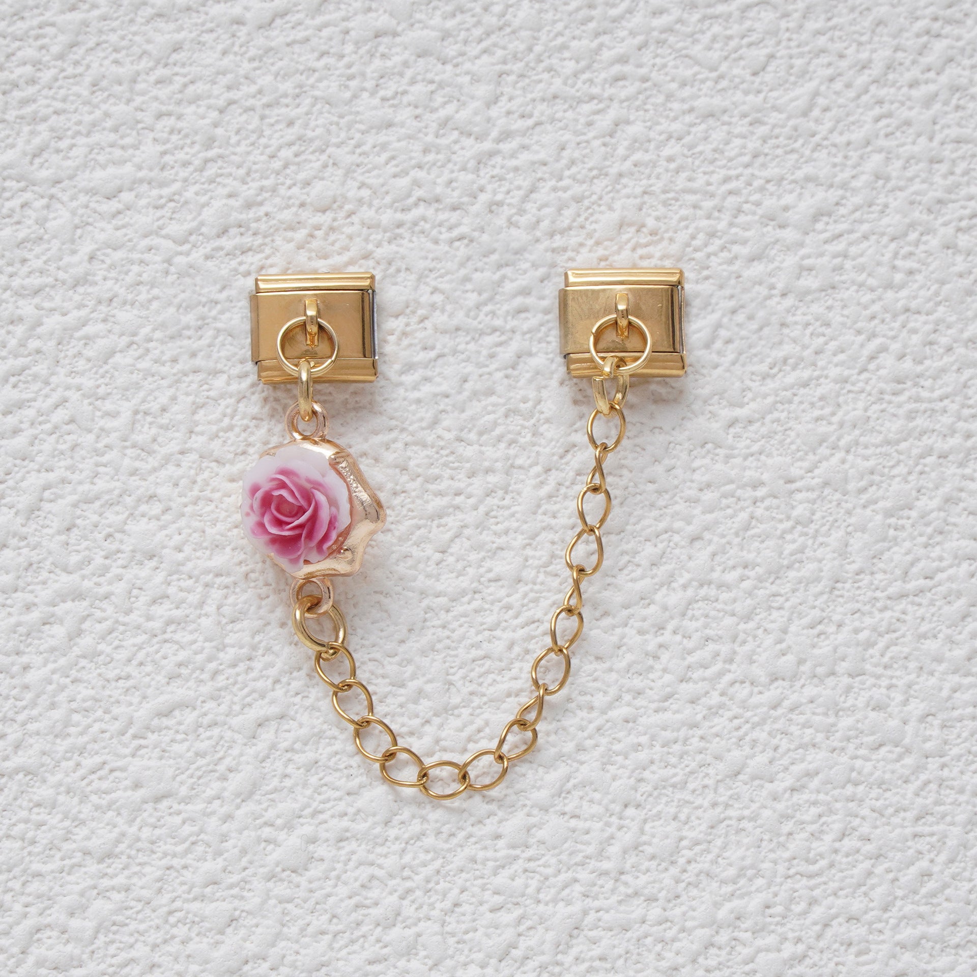 Wholesale 5PCS 9mm Italian Charm Starter Bracelets DIY flower square double-pendant Stainless Steel Composable Bracelet