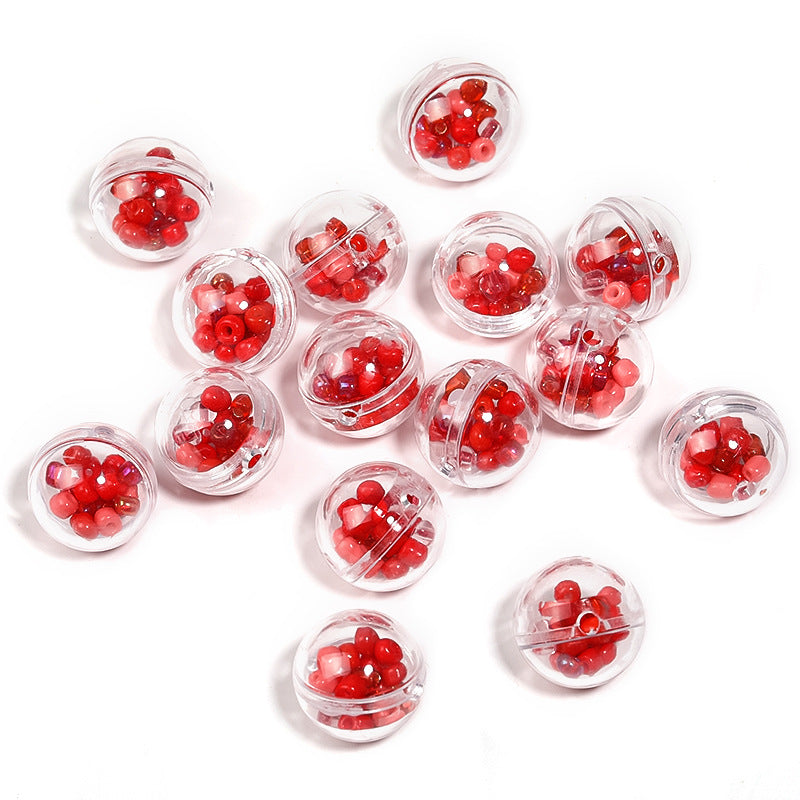 Wholesale 25pcs Filled Bubble Ball Round Beads Plastic Through Hole Beads Diy Accessories ACC-BDS-BLG071