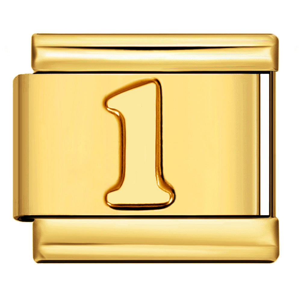 Wholesale Italian titanium steel gold module Charms