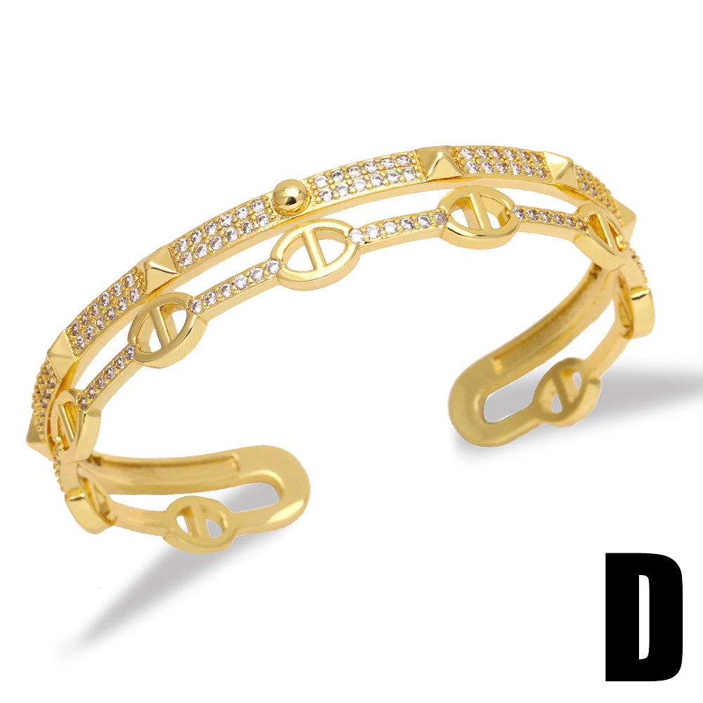 Wholesale Copper Set Zircon Open Bracelet ACC-BT-AG004