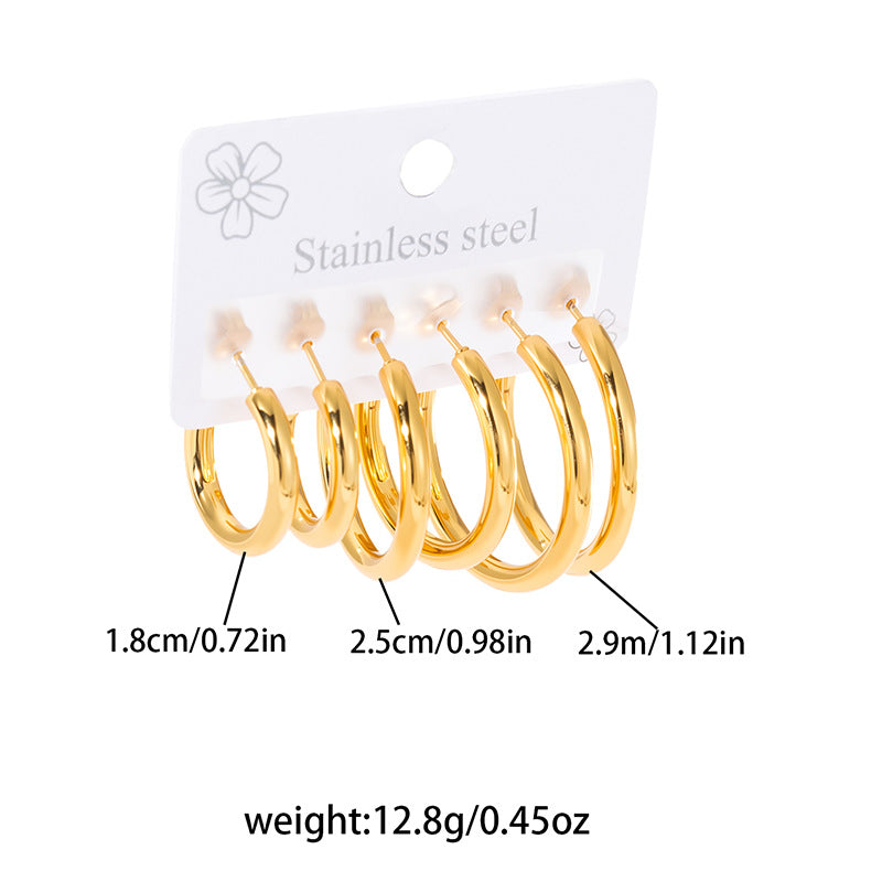 Wholesale Minimalist Gold-Plated Stainless Steel Hoop Earrings,  Trendy Jewelry Accessory