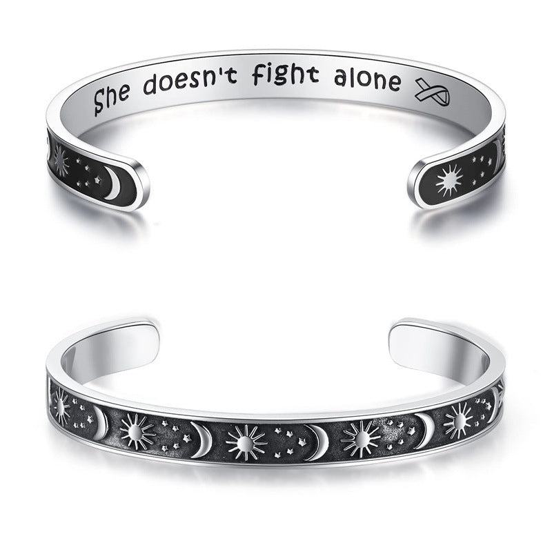 Wholesale stainless steel laser lettering open bracelet