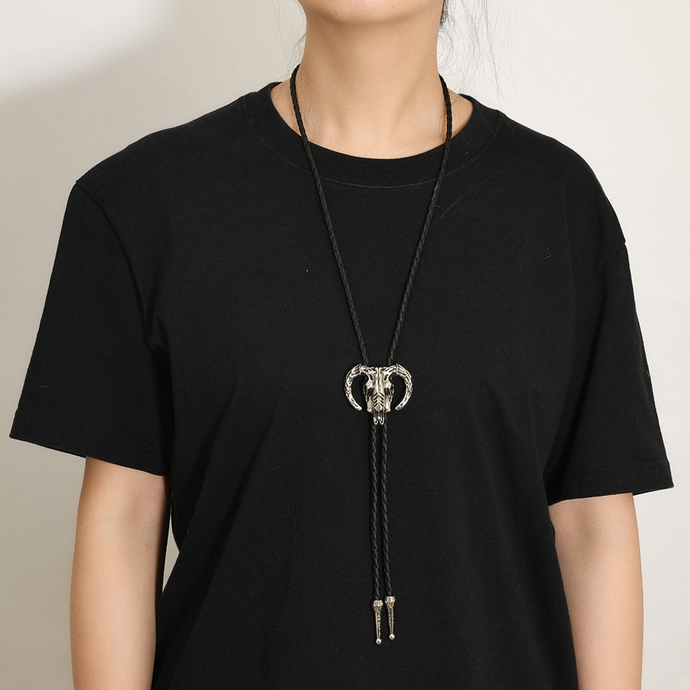 Wholesale Vintage alloy big sheep head pendant necklace