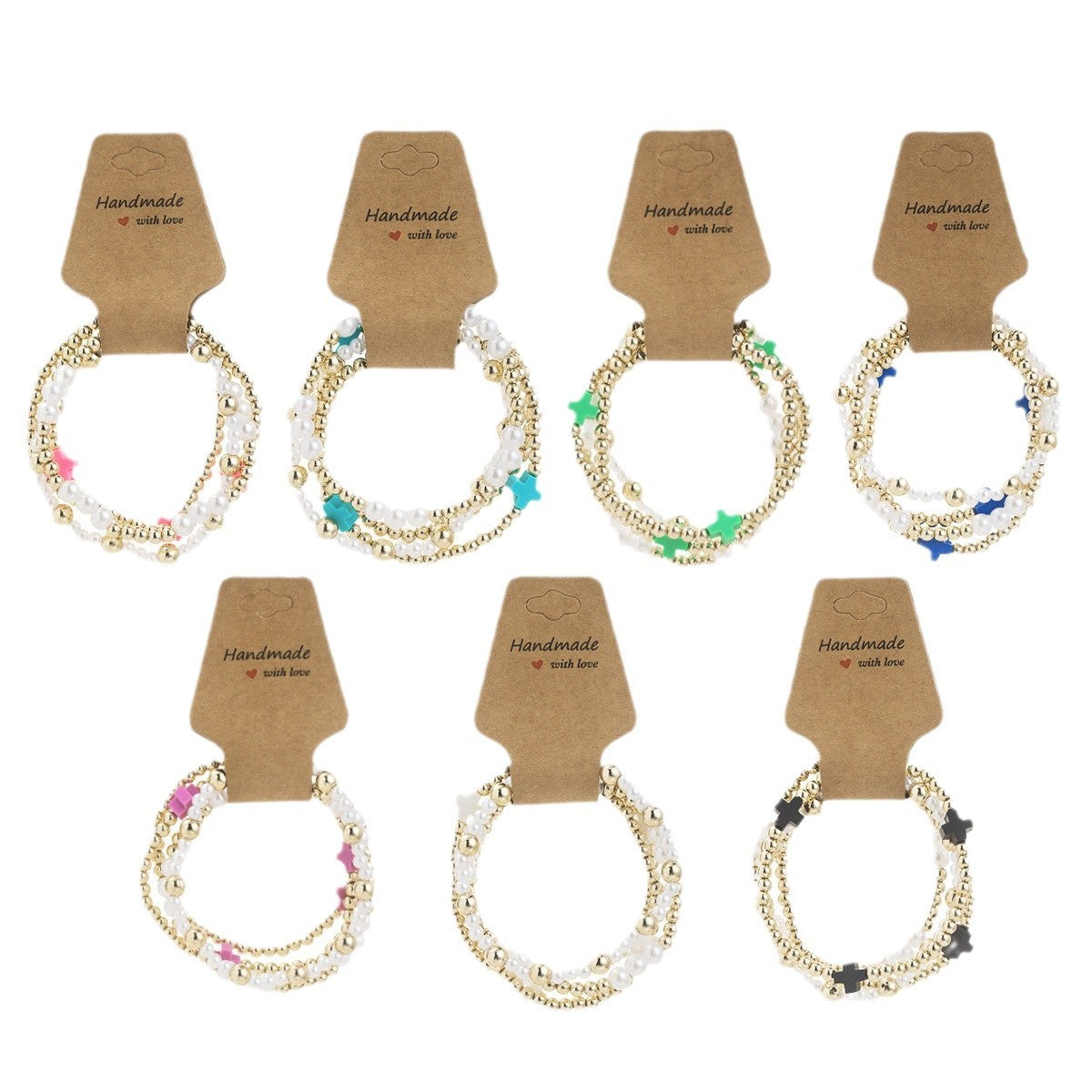Wholesale  personality resin cross pearl  beaded elastic kraft paper bracelet