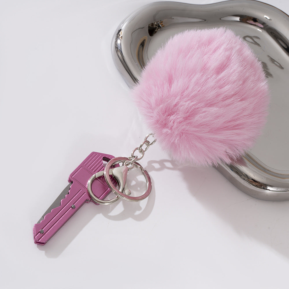 Wholesale Fur Ball Pom Pom Folding Keychain Keychains Accessories ACC-KC-ZhiYa036