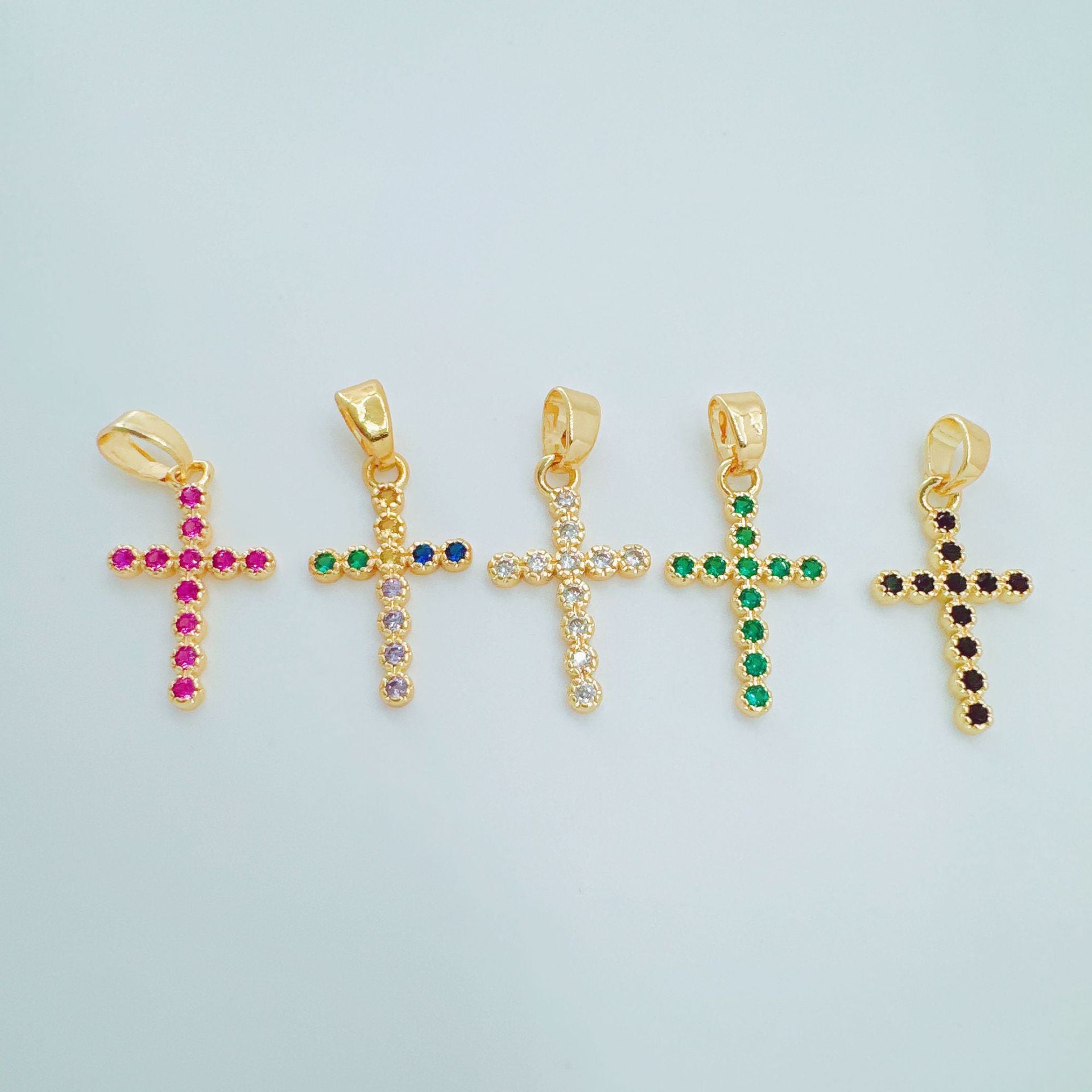 Wholesale =Micro-set Zircon Cross Pendant Necklace Copper Electroplated Fashion Accessory