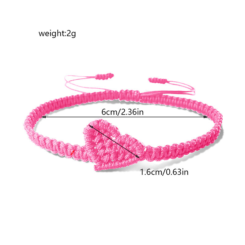 Wholesale Black Rope Handmade Woven Couple Bracelet Love Heart Design Jewelry Accessory For Valentine S Or Friendship Gift