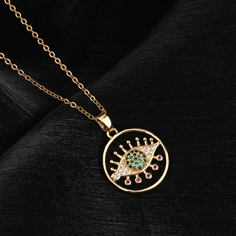Wholesale Copper Clavicle Chain Colored Zircon Eye Pendant Evil Eye Necklaces ACC-NE-SY011