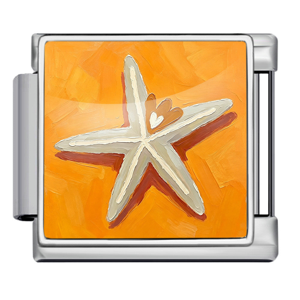 Wholesale Summer Beach Shell Square Painting Pattern Stainless Steel Bracelet DIY Fashion Accessory