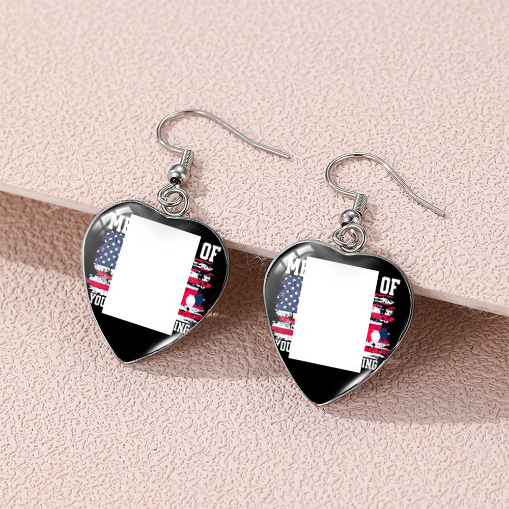 Wholesale Stainless Steel Earrings American Independence Day Love Heart Earrings ACCVIP-ES-XiangLian024