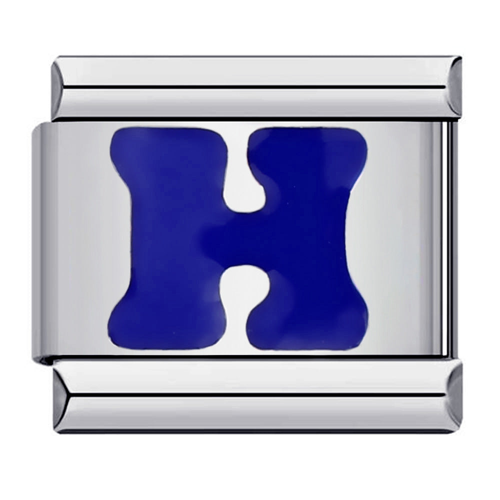 Wholesale Italian Charm Bracelet 9mm DIY Splicing Removable Blue English Letters Stainless Steel Composable Bracelet