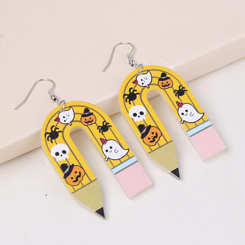 Wholesale  Ghost U-Shaped Pencil Acrylic Earrings