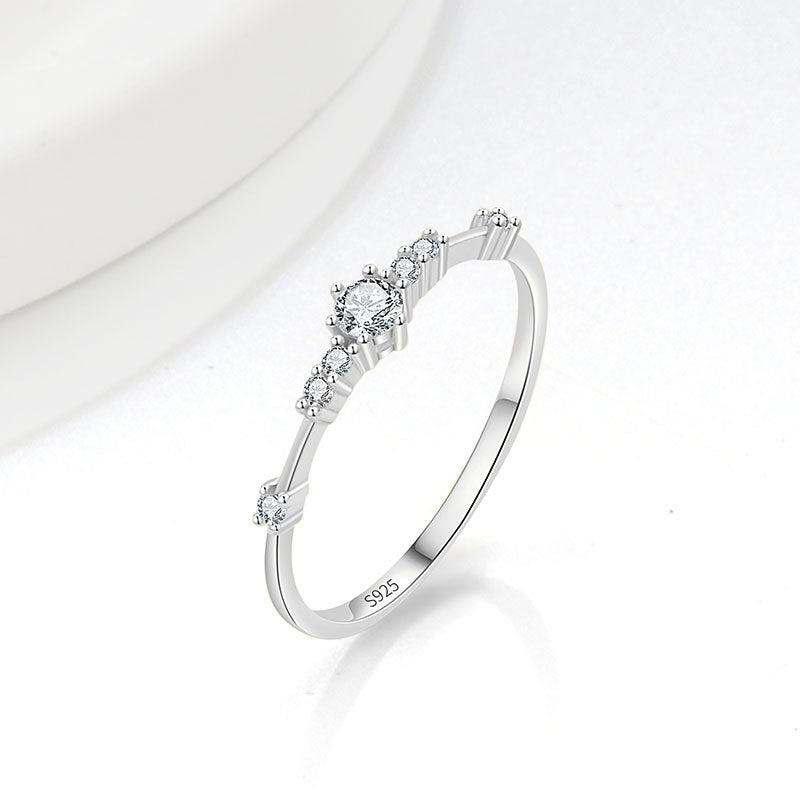 Wholesale 925 sterling silver plated with 14K gold 7 small diamond ring