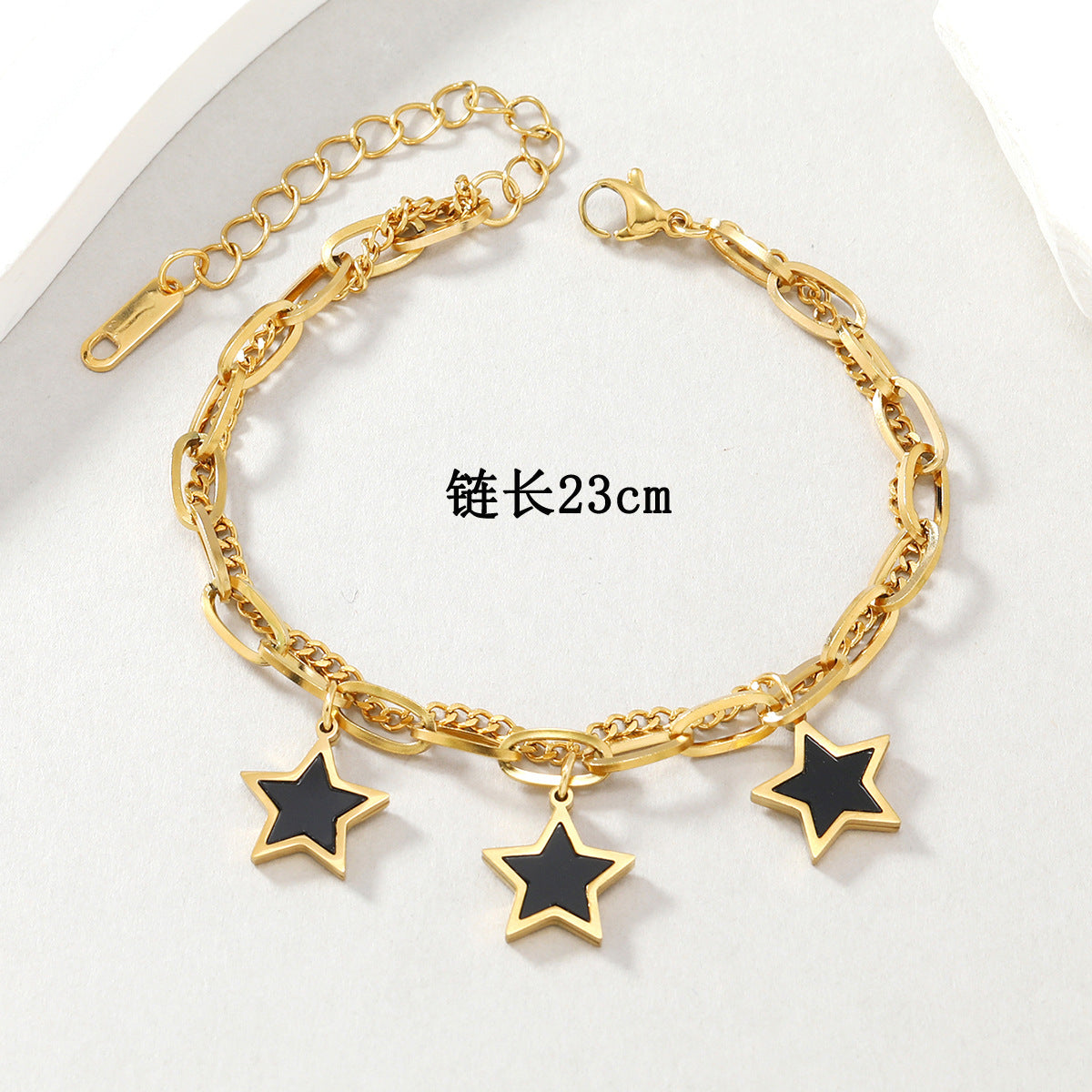Wholesale  18K gold dripping star butterfly double-layer Stainless steel bracelet