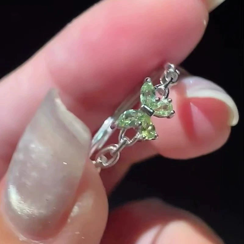 Wholesale Green Rhinestone Butterfly Ring