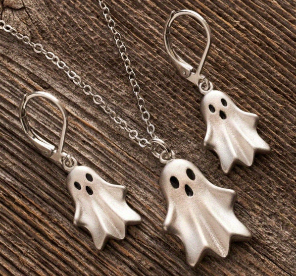 Wholesale  cute funny little ghost earrings and necklace combination set
