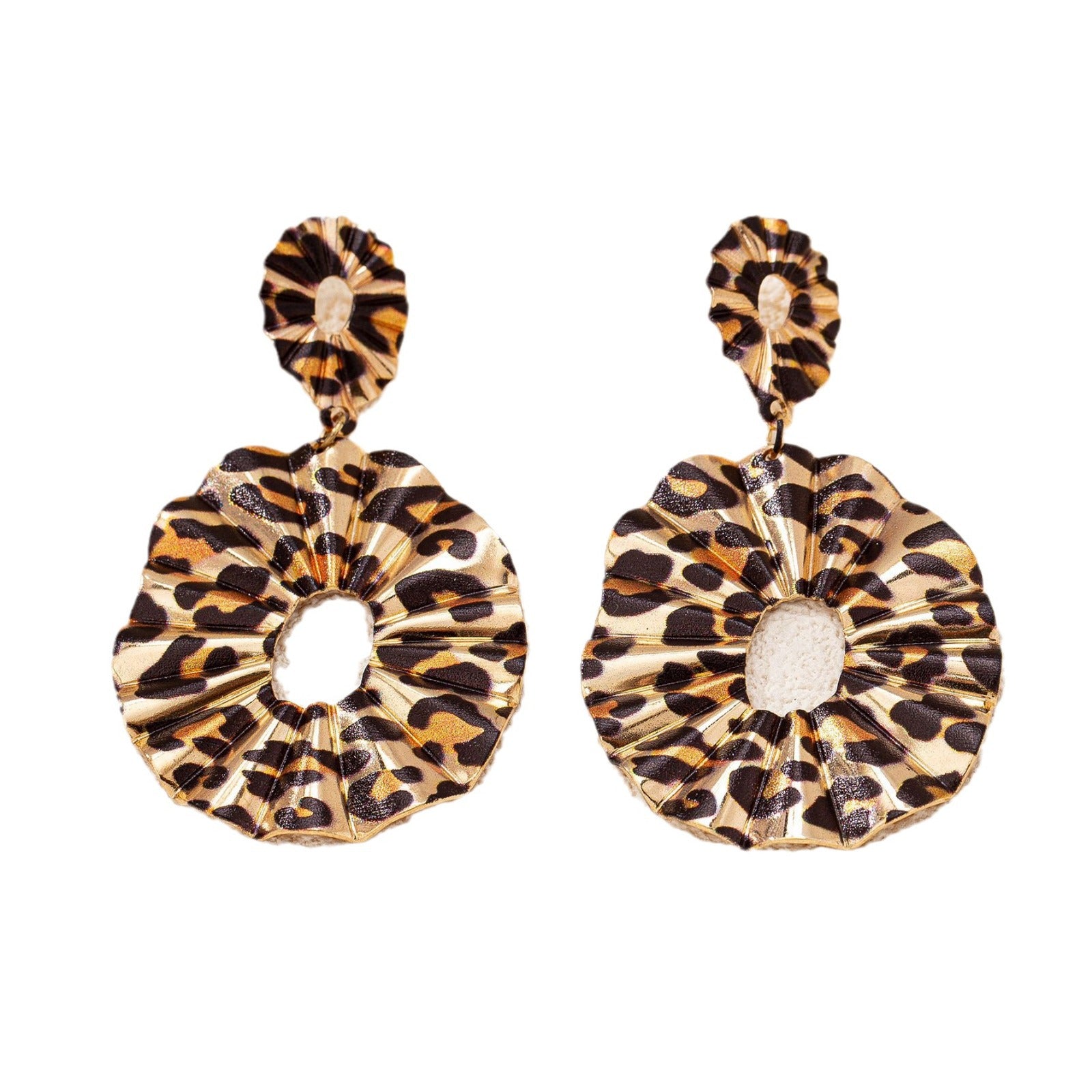 Wholesale Hollow Exaggerated Leopard Pleated Earrings
