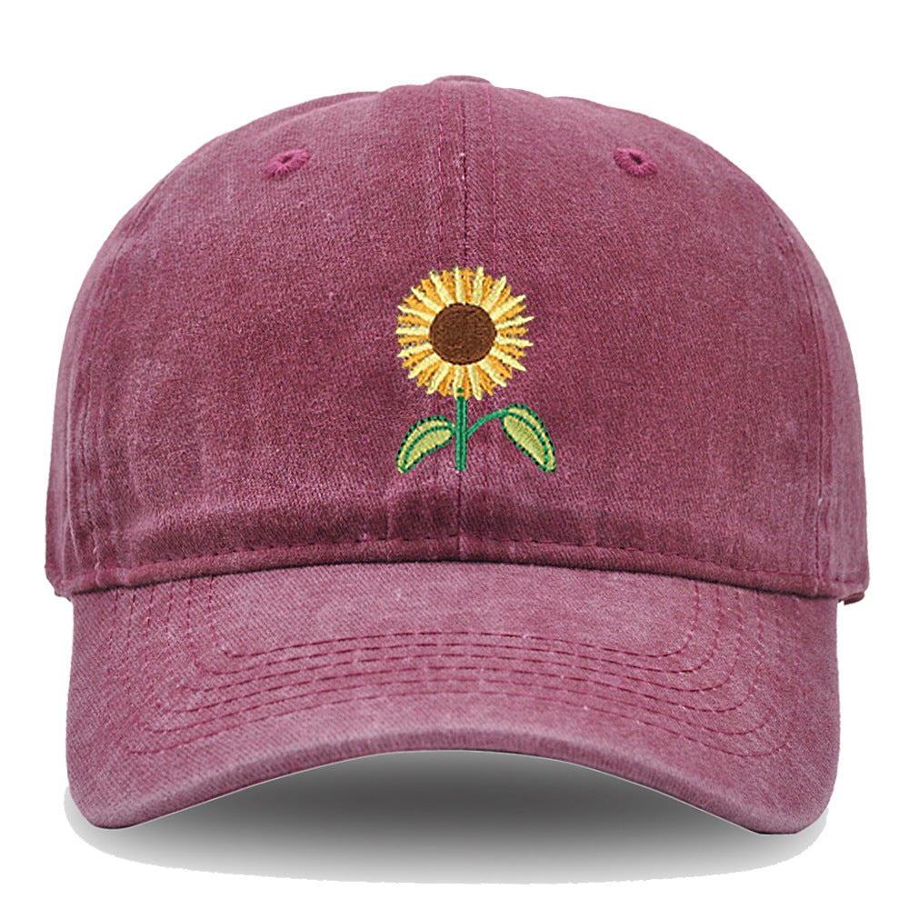 Wholesale Vintage Washed Botanical Sunflower Baseball Cap ACC-HT-HaiPu031