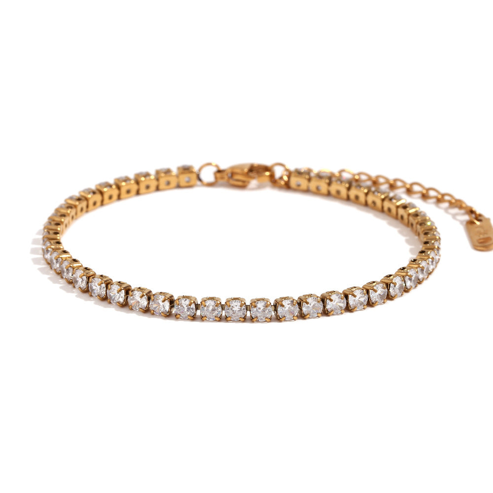 Wholesale Stainless Steel Bracelets 18K Gold Plated Bracelet Micro Inlaid Zircon Chain Bracelet ACC-BT-MengJ002