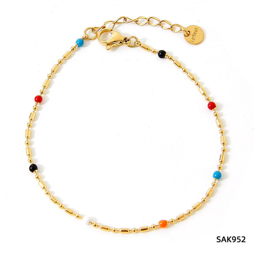 Wholesale Stainless steel bracelet stitching zircon bracelet set