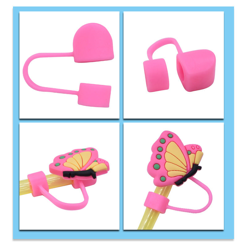 Wholesale Random 100pcs Creative DIY butterfly letters Straw Cover Straw Tube Cap