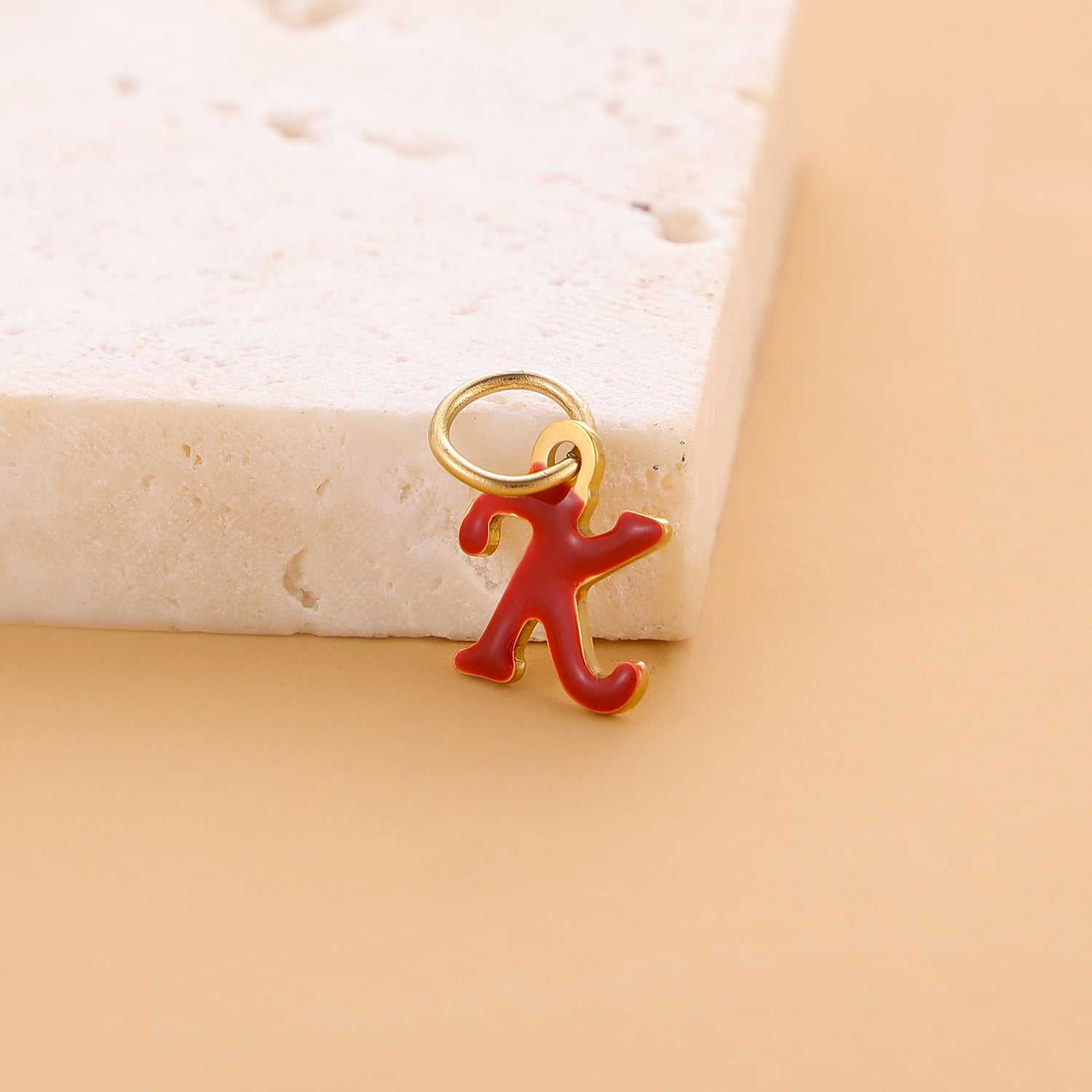 Wholesale Colorful 26 English letter pendant oil drop titanium steel vacuum plating pendant