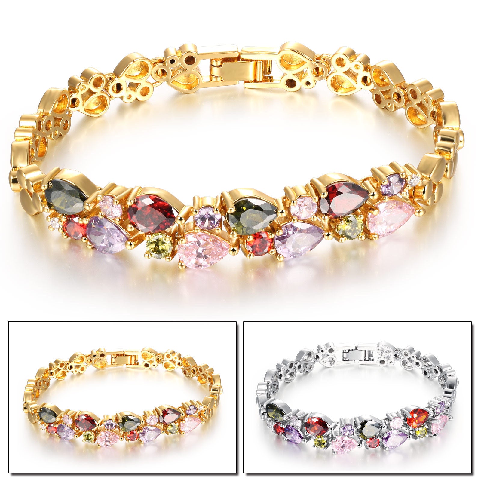 Wholesale  Vintage Crystal Bracelet Copper Gold-plated Bracelet