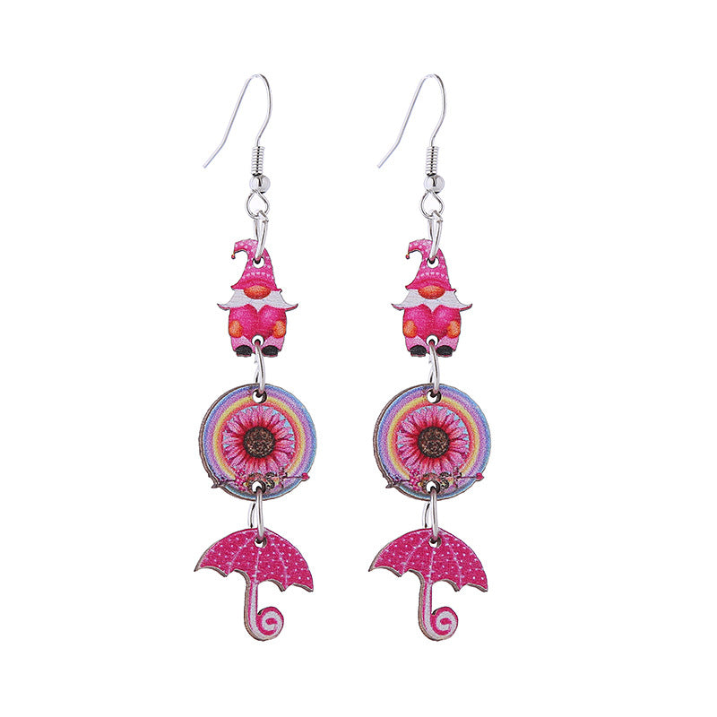 Wholesale Pink Valentine' s Day Three Heart-Shaped Cute Cat Earrings