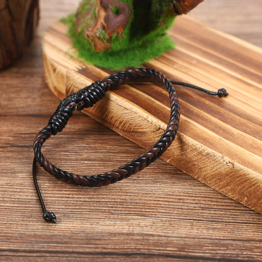 Wholesale Leather Braided Beaded Bracelet Set Unisex Multi-Layer Handmade Jewelry Accessory