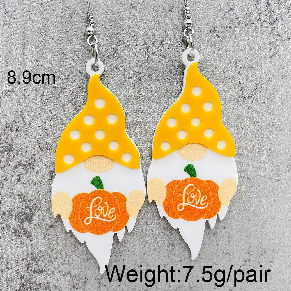 Wholesale Thanksgiving Dwarf Pumpkin Turkey Three-dimensional Pendant Acrylic Earrings ACC-ES-ChenY079