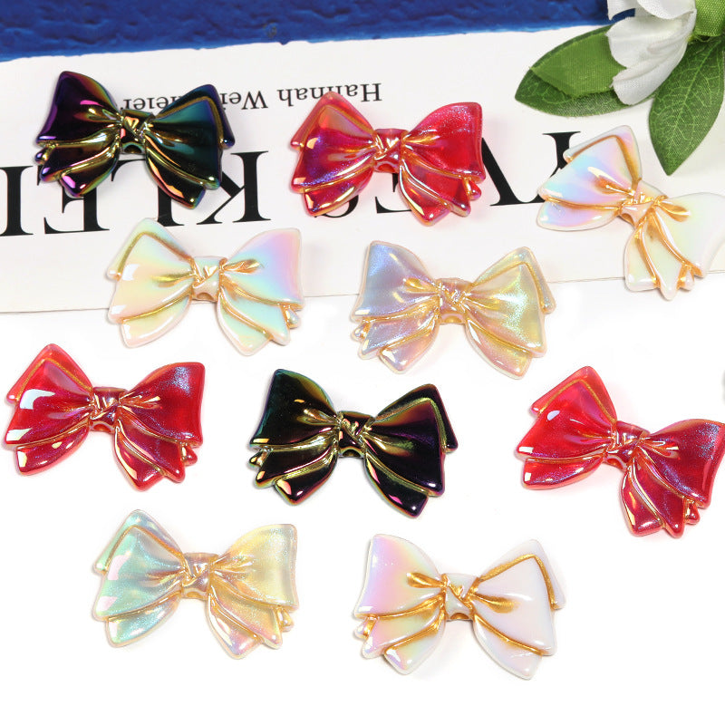 Wholesale 50pcs Acrylic Fine Glitter Gilded Bow Beaded Diy Jewelry Accessories ACC-BDS-BLG124