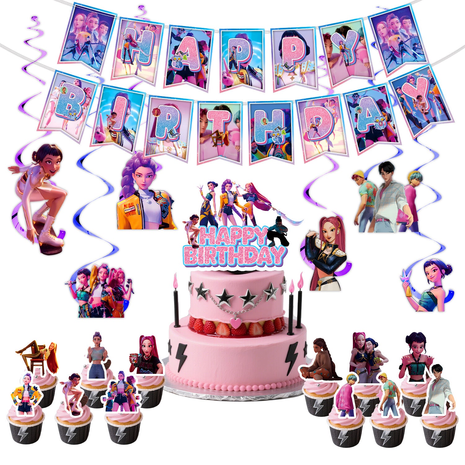 Wholesale KPOP  birthday party decoration tableware supplies atmosphere layout five-piece set kpop