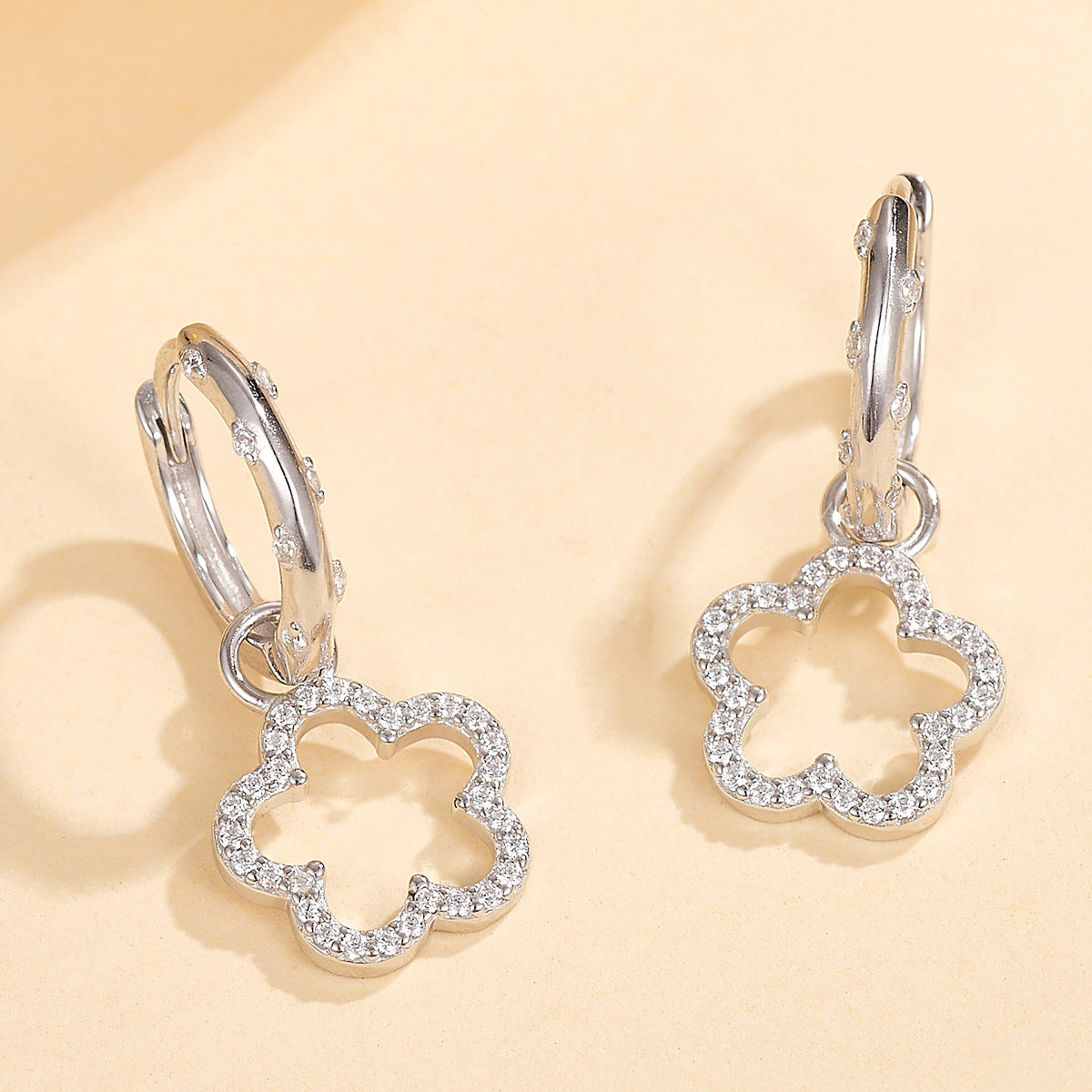 Wholesale S925 Sterling Silver Micro Inlaid Zircon Flower Earrings ACC-ES-JingXu005