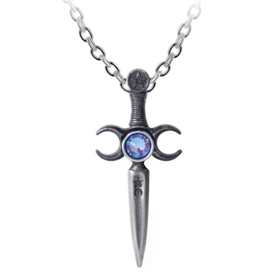 Wholesale retro personalized  double string moon sword necklace