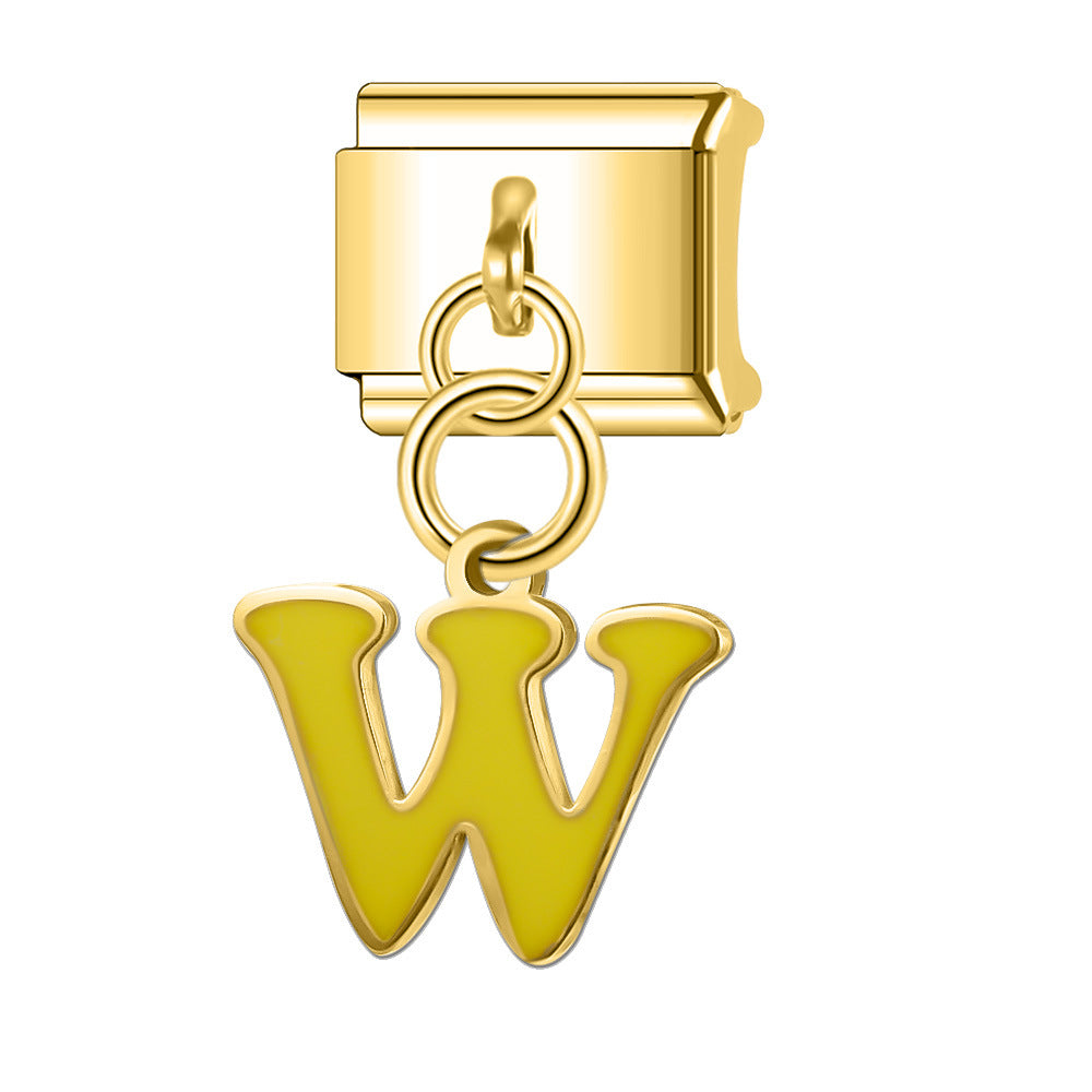 Wholesale Italian Charm Bracelet 9mm DIY Splicing Gold Letter Pendant Stainless Steel Composable Bracelet