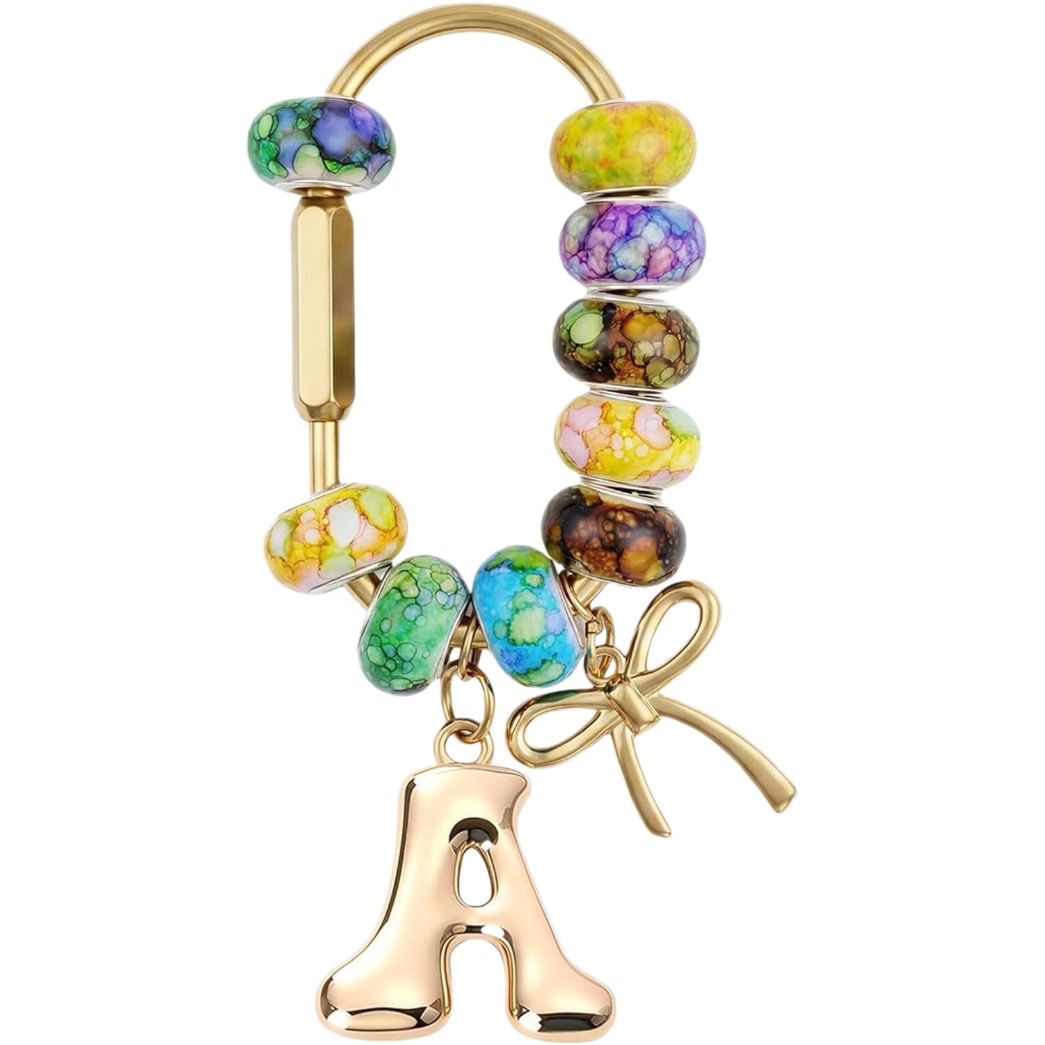 Wholesale Acrylic Colorful Beaded Letter Keychain Cute Bag Charm And Phone Pendant Trendy Car Key Accessory Boutique Resale Gift