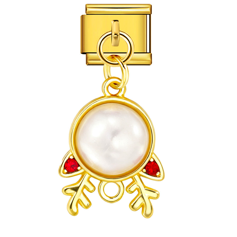 Wholesale Italian Charm Bracelet 9mm DIY Love Flower Pendant  Creative Stainless Steel Composable Bracelet