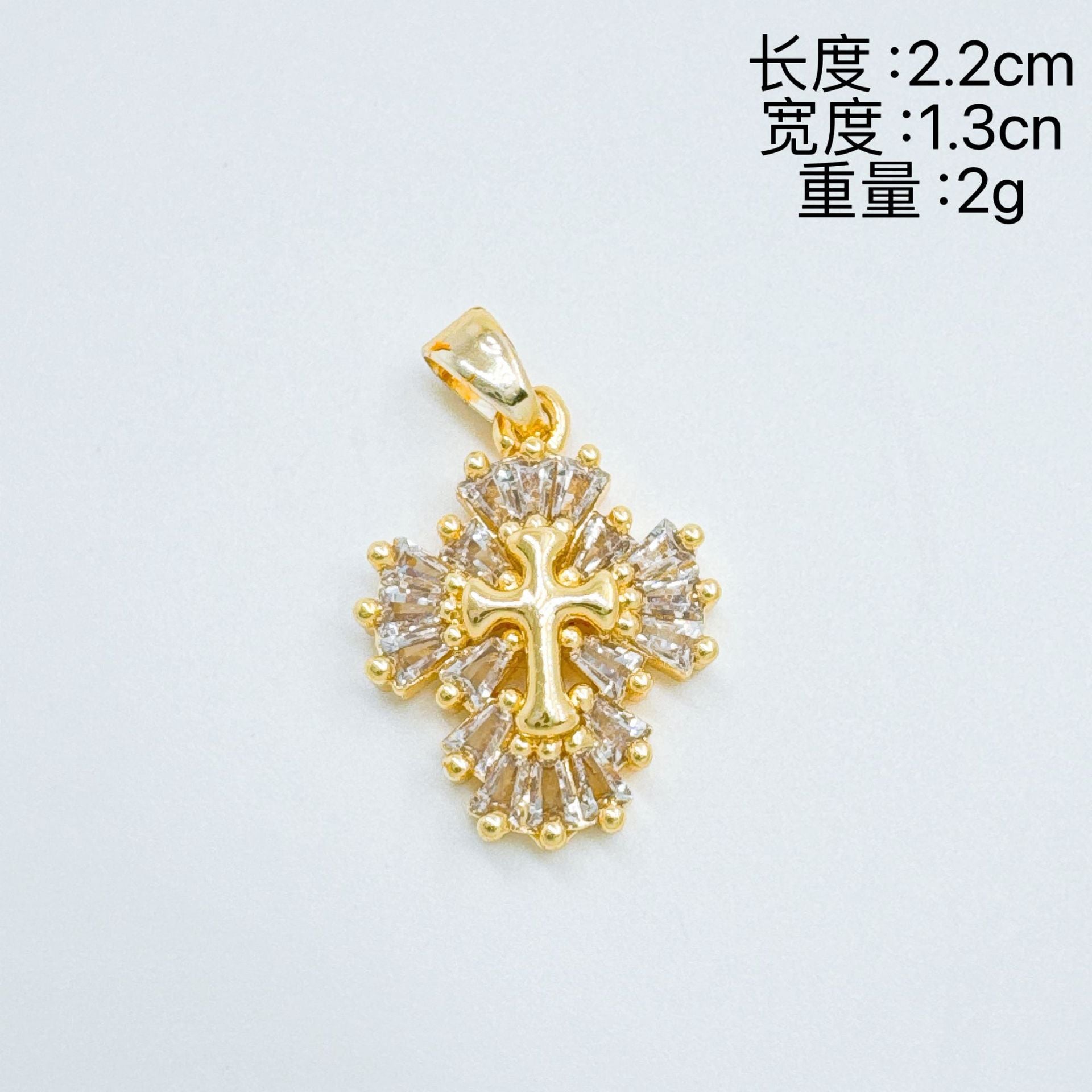 Wholesale Copper Gold-Plated Cross Necklace Pendant Full Zircon Boutique Resale Jewelry