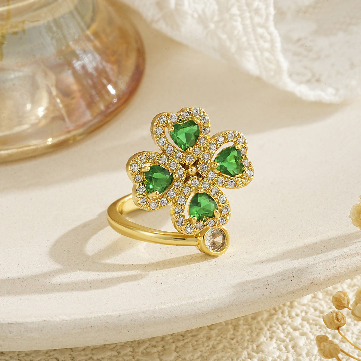 Wholesale Trendy Copper Adjustable Ring with Colorful Zircon Tree of Life Design,  Fashion Jewelry Accessory for Daily Wear