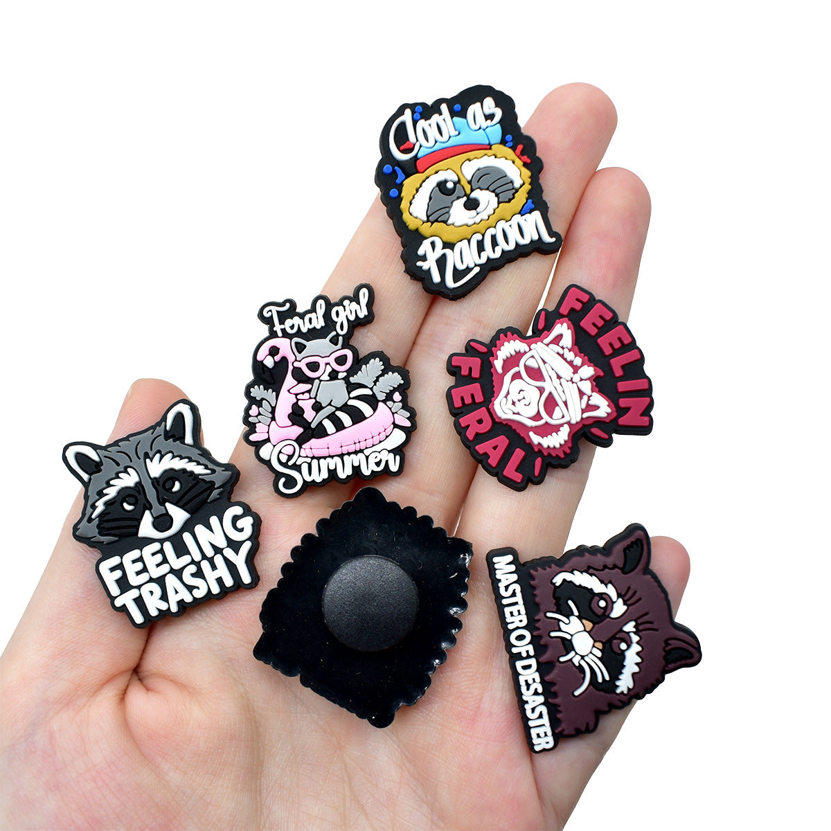 Wholesale Random 100pcs Cartoon raccoon-shaped  PVC Soft Rubber Shoe Buckle Decoration