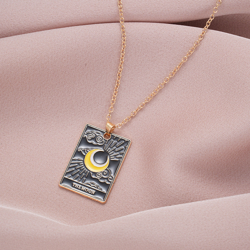 Wholesale Dark Tarot Sun Moon Star Sun Compasses Moon Star Necklace