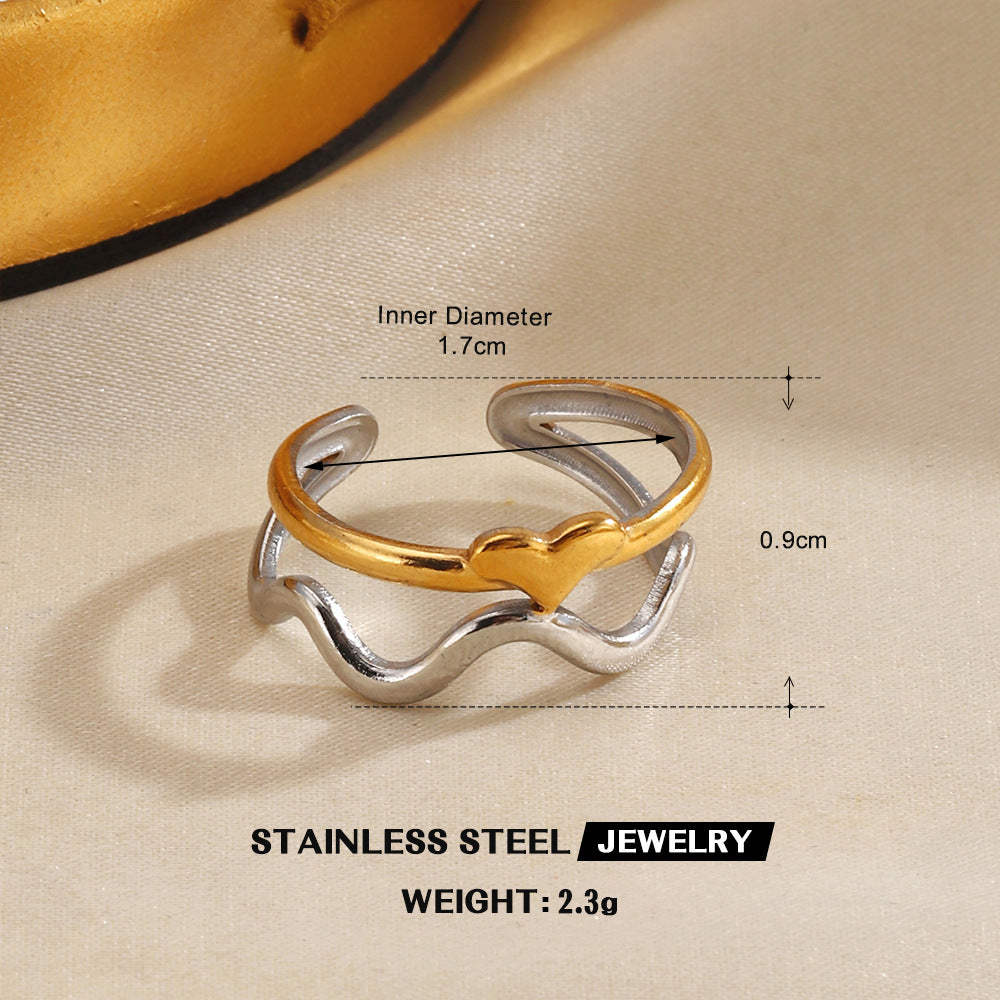 Wholesale Stainless Steel Contrast Color Ring for Women Fashion Accessory Everyday Wear