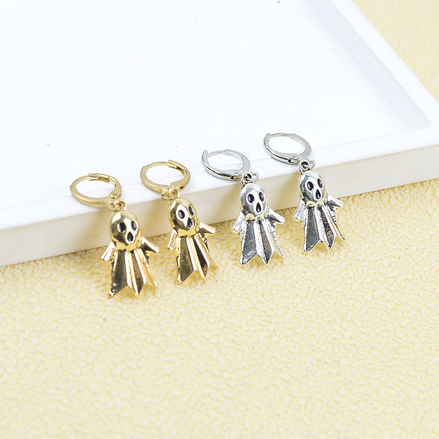 Wholesale  Ghost Pendant Earrings Necklace Set In Gold Zinc Alloy Party Fashion Accessory